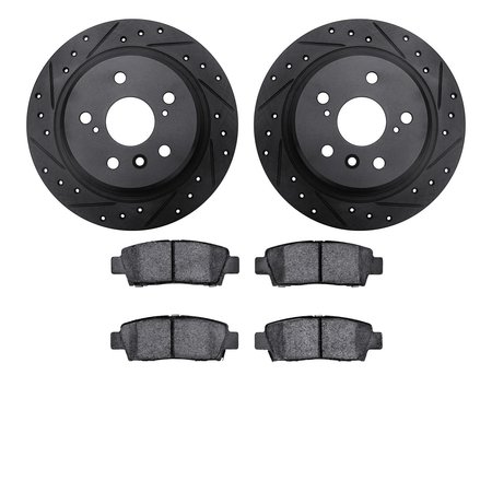 DYNAMIC FRICTION CO 8302-76111, Rotors-Drilled and Slotted-Black with 3000 Series Ceramic Brake Pads, Zinc Coated 8302-76111